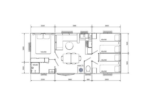 MOBILHOME 6 personnes - Confort - 3 chambres