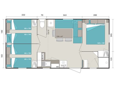 MOBILHOME 8 personnes - Cottage 6/8 personnes - 3 Chambres (CLIM  TV)