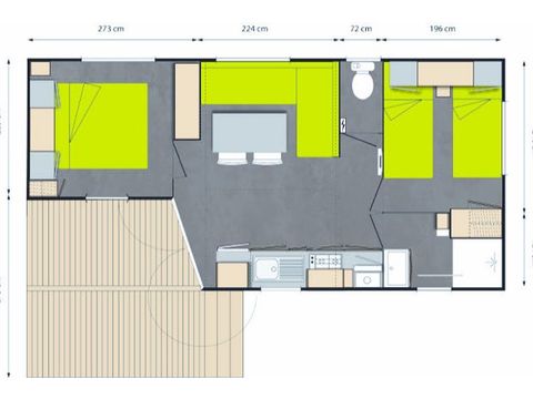 MOBILHOME 4 personnes - Tahiti 32 m²  + Climatisation 4 personnes