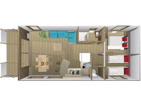 BUNGALOW TOILÉ 4 personnes - Ecolodge 2 CH - 4 PERS 32 m -TV + CLIM