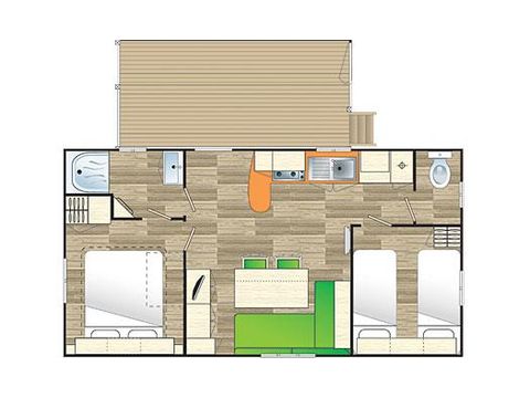 Mobilhome 4 personnes - Cottage des Pins - 2 chambres - 28 m² - TV