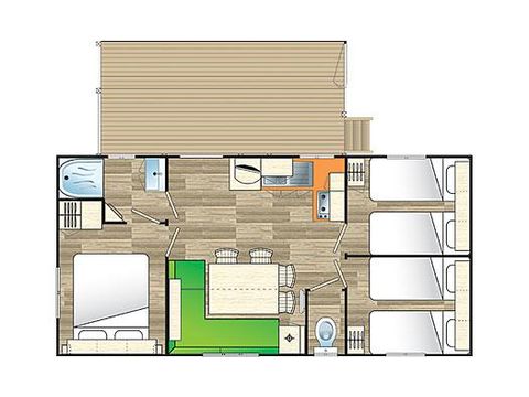 Mobilhome 6 personnes - Cottage des Pins - 3 chambres - 29 m² - TV