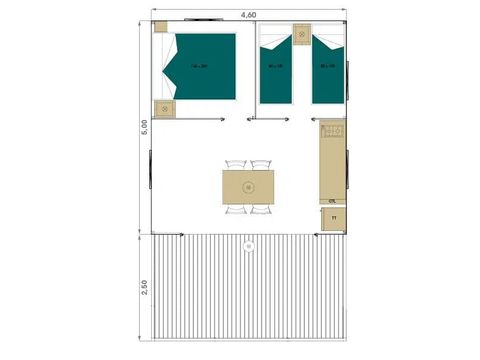 TENTE TOILE ET BOIS 5 personnes - Lodge Wood 23m² - 2 chambres