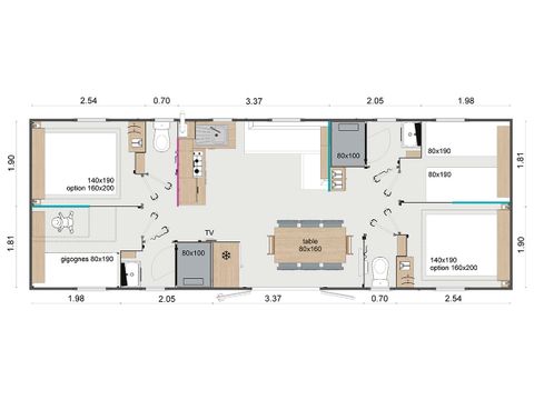 Mobilhome 10 personnes - Mobilhome 10 places avec 2 SDB 2 WC