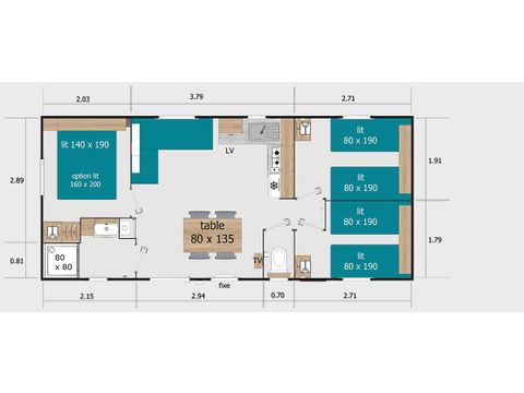 Mobilhome 8 personnes - 6/8 pers. nuitée - Terrasse couverte