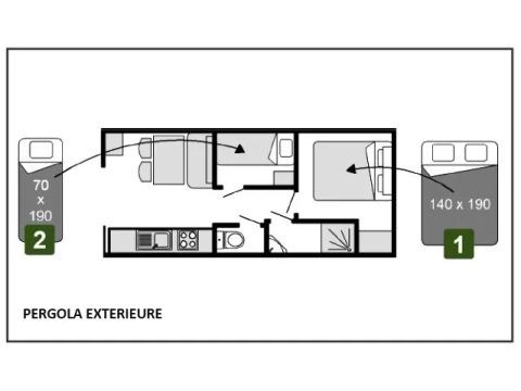 HÉBERGEMENT INSOLITE 4 personnes - Roulotte ESSENTIEL 3 Pièces 4 Personnes + TV