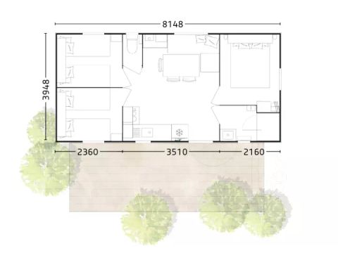 MOBILHOME 6 personnes - VENEZIA CONFORT 4 Pièces 6 Personnes + TV