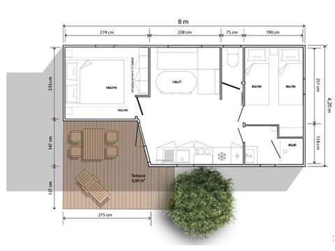 MOBILHOME 4 personnes - BAJAMAR