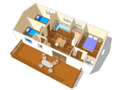 MOBILHOME 6 personnes - Mobil-home | Classic | 3 Ch. | 6 Pers. | Terrasse surélevée | 1 SDB