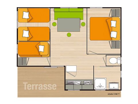 MOBILHOME 6 personnes - confort 3 Chambres