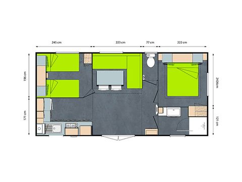 MOBILHOME 4 personnes - Grand Confort - 2 chambres - TV