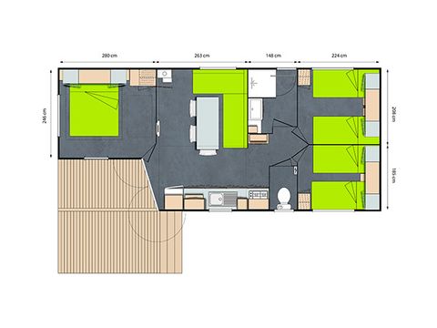 MOBILHOME 6 personnes - GRAND CONFORT 3ch