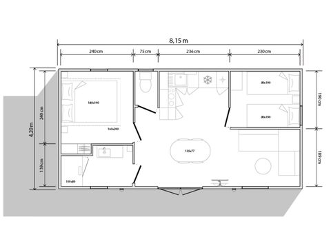 MOBILHOME 4 personnes - Hortensia - 2 chambres + terrasse semi-couverte