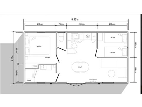MOBILHOME 4 personnes - Hortensia - 2 chambres + terrasse semi-couverte