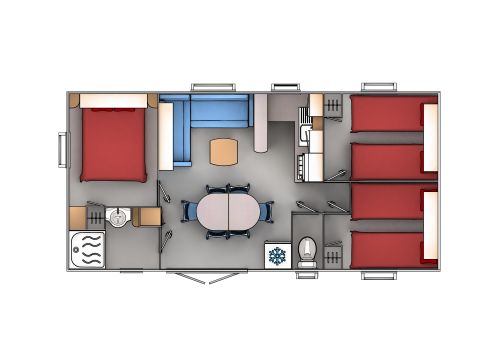 Mobilhome 6 personnes - 3 chambres - TV + Clim