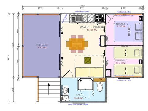 Lodge 4/6 personnes - Cabane Cosy Flower - CONFORT - 2 chambres - 27m² - Terrasse Couverte
