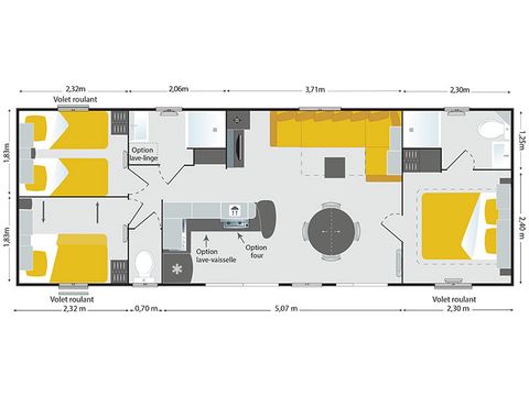 MOBILHOME 6 personnes - AGORA 3 chambres climatisé 2 sdb 2 wc