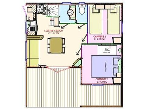 MOBILHOME 4 personnes - Cottage Duo Authentique 3 Pièces 4 Personnes