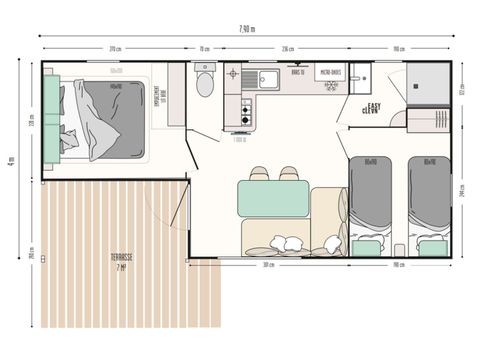 Mobilhome 6 personnes - Mobil home CONFORT 2 chambres climatisé