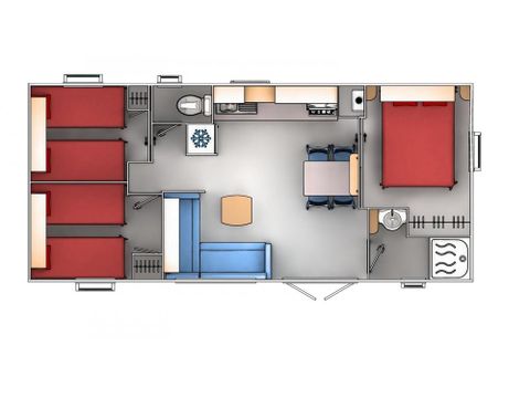 MOBILHOME 6 personnes - Confort 6p (35m²) avec terrasse couverte, climatisé