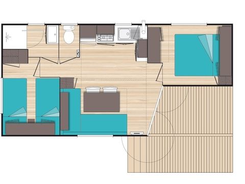 MOBILHOME 4 personnes - Classic XL | 2 Ch. | 4 Pers. | Terrasse simple | Clim. | TV