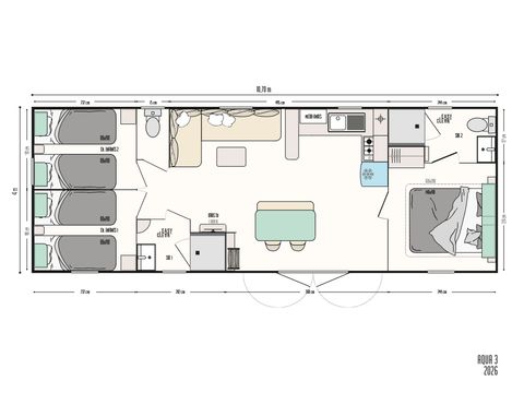 MOBILHOME 6 personnes - Sunêlia Prestige "Le Manneporte" 6 pers. 3 ch. 2 sdb.