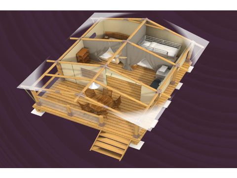 Tente en toile et en bois 5 personnes - SAFARI (Sans sanitaires)