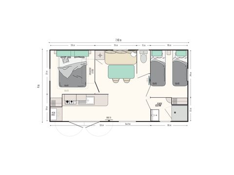 MOBILHOME 5 personnes - Premium - 2ch - terrasse couverte - CLIM + TV