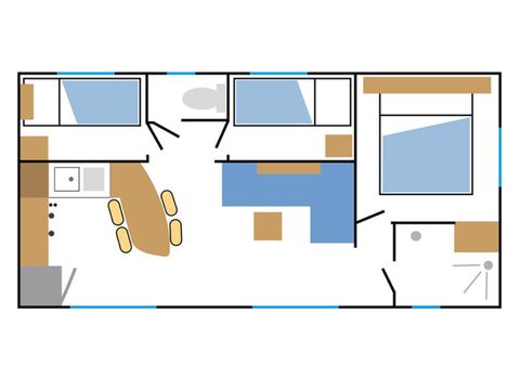 MOBILHOME 6 personnes - Standard 32m² - 3ch - Terrasse semi-couverte