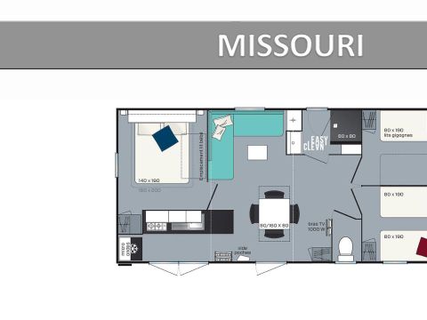 MOBILHOME 6 personnes - MISSOURI PREMIUM Climatisé 6 personnes