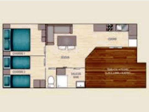 MOBILHOME 4 personnes - Mobil-home SOLÉO CONFORT 26M² (2 CHAMBRES) + Terrasse intégrée couverte 9m² 4 pers
