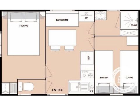 MOBILHOME 4 personnes - Loisirs 3 Pièces 4 Personnes + TV