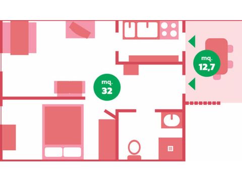 Chalet 4 personnes - PEONIA (équipement bébé inclus)