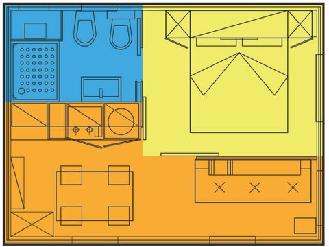 MOBILHOME 2 personnes - VIOLA (inclus : piscine, salle de sport et service plage)