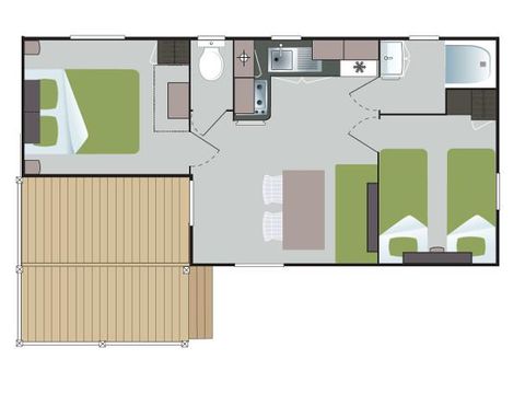 MOBILHOME 4 personnes - Mobil-Home Confort 25m² Loggia - 2 chambres + Terrasse couverte 4 pers