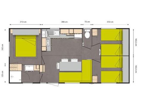MOBILHOME 4 personnes - Mobil-Home CONFORT 31m² (3 chambres) + TV + terrasse semi-couverte | 6 personnes