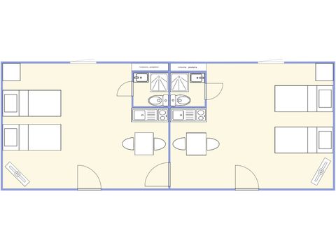 GÎTE 4 personnes - 2 gîtes 2 personnes avec porte communicante