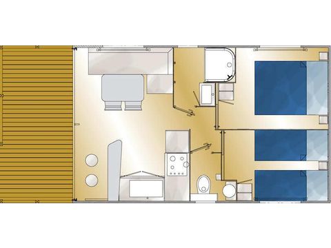 Mobilhome 4 personnes - Louisiane Méditerranée (2 chambres) climatisé, TV, wifi inclus