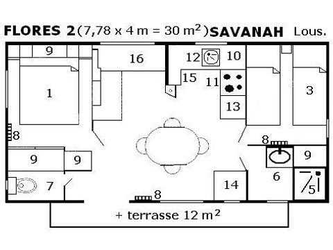 Mobilhome 4 personnes - Louisiane Flores - 2 chambres - TV - Wifi inclus
