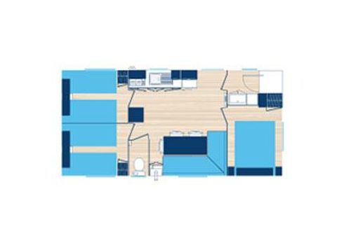 MOBILHOME 6 personnes - ESPACE PREMIUM- 32m2 clim et TV - vue bassin