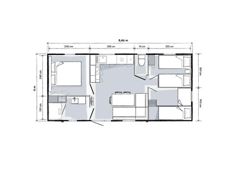 MOBILHOME 6 personnes - BAY PREMIUM 32m² vue jardin