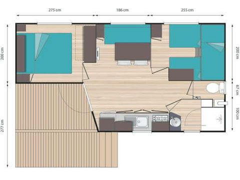 MOBILHOME 4 personnes - MH2 Confort 27 m², avec sanitaires