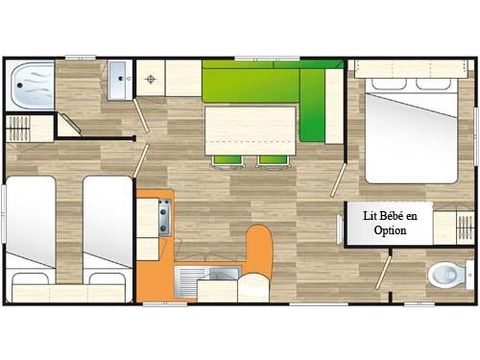 MOBILHOME 6 personnes - MH2 Confort* 30 m² + clim, avec sanitaires