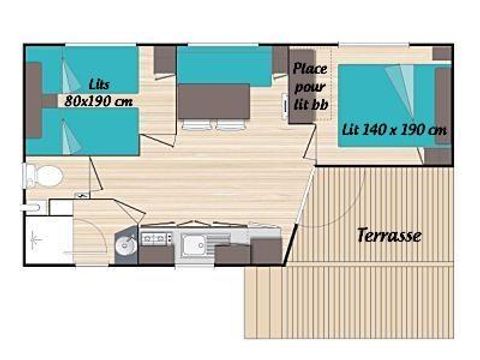 MOBILHOME 6 personnes - MH2 Confort 27 m², avec sanitaires