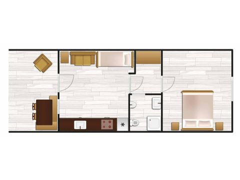 APPARTEMENT 4 personnes - AQUAGARDEN avec une chambre