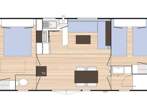 MOBILHOME 5 personnes - Mobil-home Evasion 28.5m² (2 chambres) (- de 9 ans) + TV + Terrasse 4/5 pers