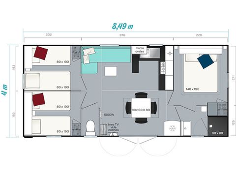 MOBILHOME 6 personnes - FAMILLE