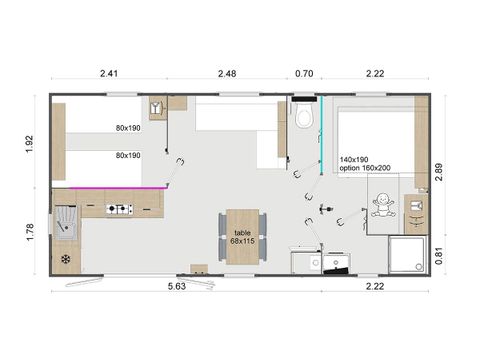 MOBILHOME 4 personnes - MARGAUX 2CH