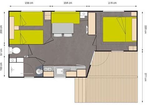 Mobilhome 4 personnes - "Bambou" 2 chambres
