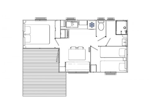 MOBILHOME 6 personnes - Comfort | 2 Ch. | 4/6 Pers. | Terrasse surélevée | Clim.